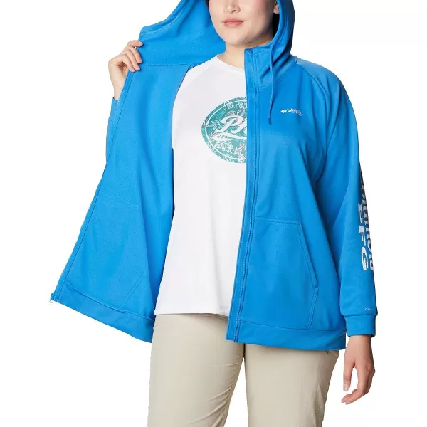 Columbia Womens Tidal Fleece Fz HoodieAzure BlueWhite Logo