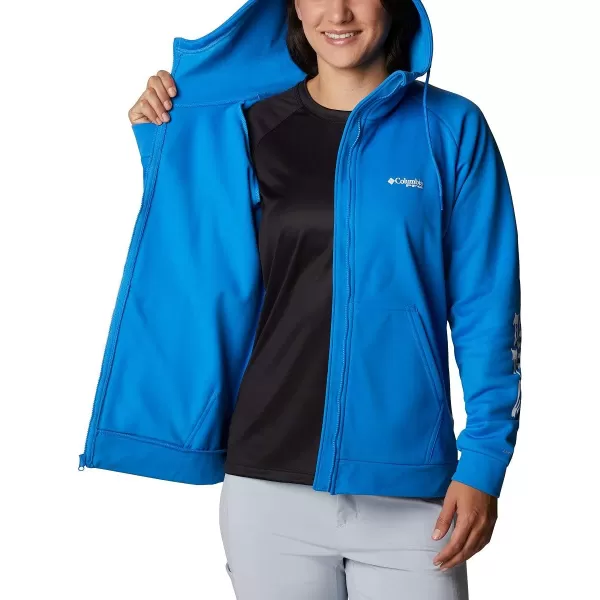 Columbia Womens Tidal Fleece Fz HoodieAzure BlueWhite Logo