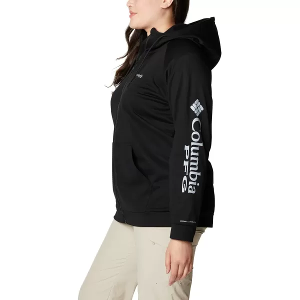 Columbia Womens Tidal Fleece Fz HoodieBlackCirrus Grey Logo