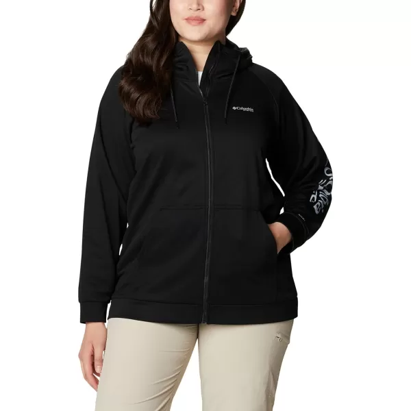 Columbia Womens Tidal Fleece Fz HoodieBlackCirrus Grey Logo