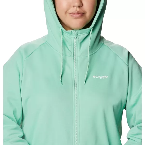 Columbia Womens Tidal Fleece Fz HoodieKelpStormy Blue Logo