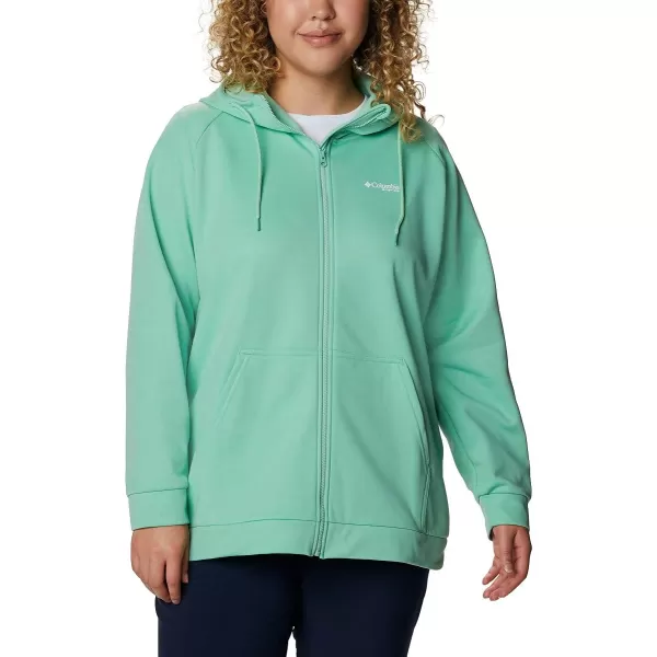 Columbia Womens Tidal Fleece Fz HoodieKelpStormy Blue Logo