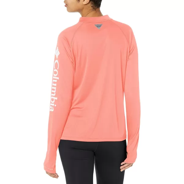 Columbia Womens Tidal Tee 14 ZipLight CoralWhite Logo