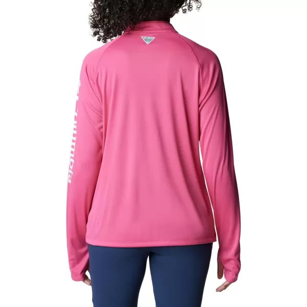 Columbia Womens Tidal Tee 14 ZipUltra PinkWhite Logo