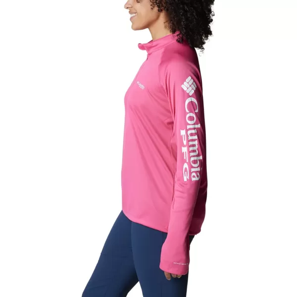 Columbia Womens Tidal Tee 14 ZipUltra PinkWhite Logo