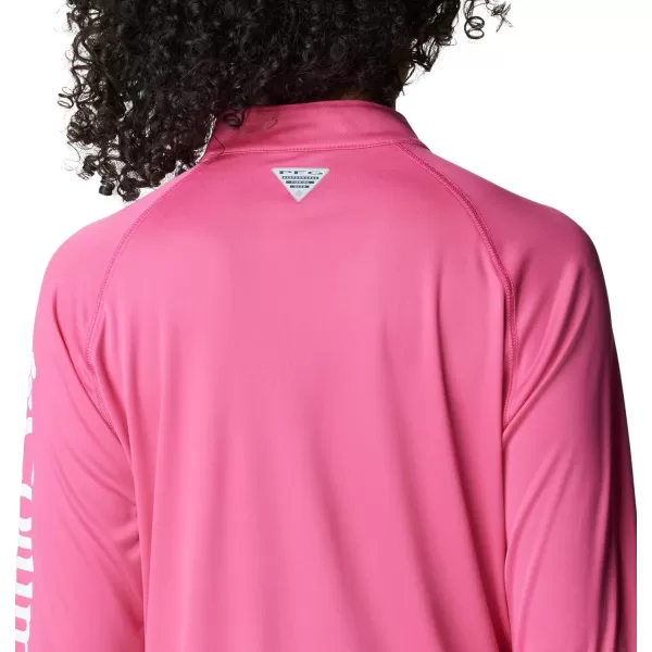 Columbia Womens Tidal Tee 14 ZipUltra PinkWhite Logo