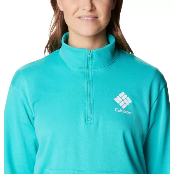 Columbia Womens Trek French Terry Half ZipBright AquaNocturnal Csc Stacked Logo