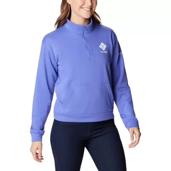 Columbia Womens Trek French Terry Half ZipPurple LotusPurple Tint Stacked Logo