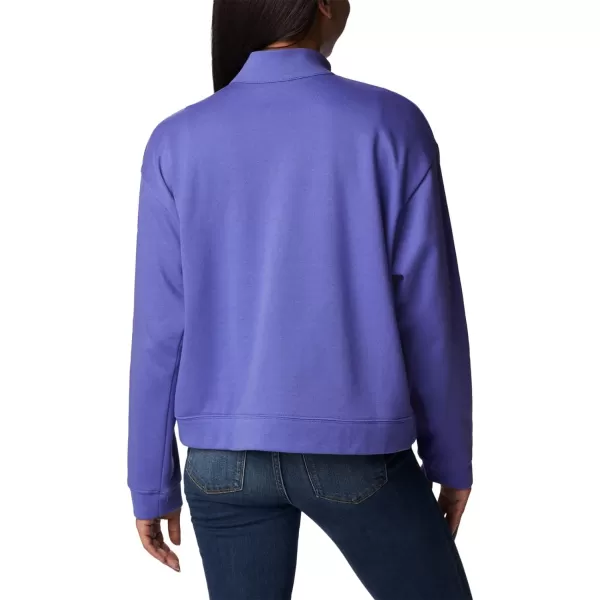 Columbia Womens Trek French Terry Half ZipPurple LotusPurple Tint Stacked Logo