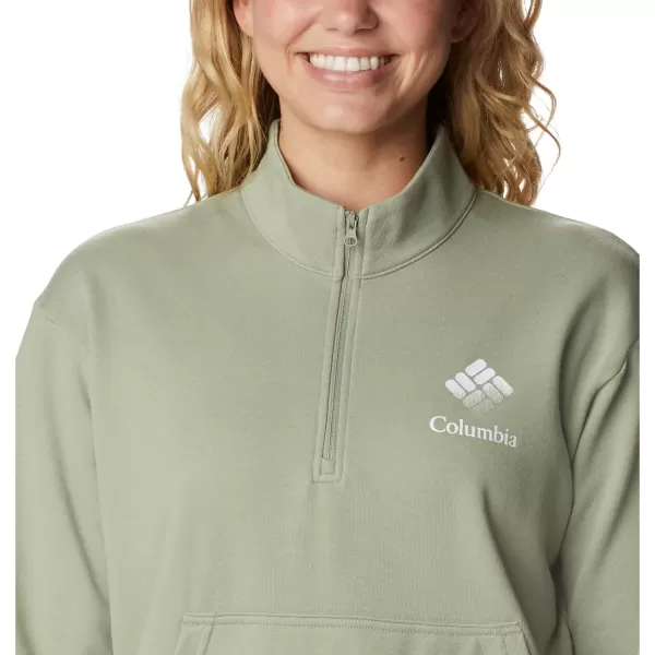 Columbia Womens Trek French Terry Half ZipSafariWhite Csc Stacked Logo