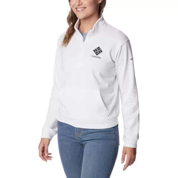 Columbia Womens Trek French Terry Half ZipWhiteBlack Stacked Logo