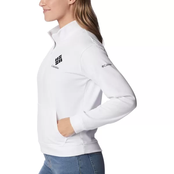 Columbia Womens Trek French Terry Half ZipWhiteBlack Stacked Logo