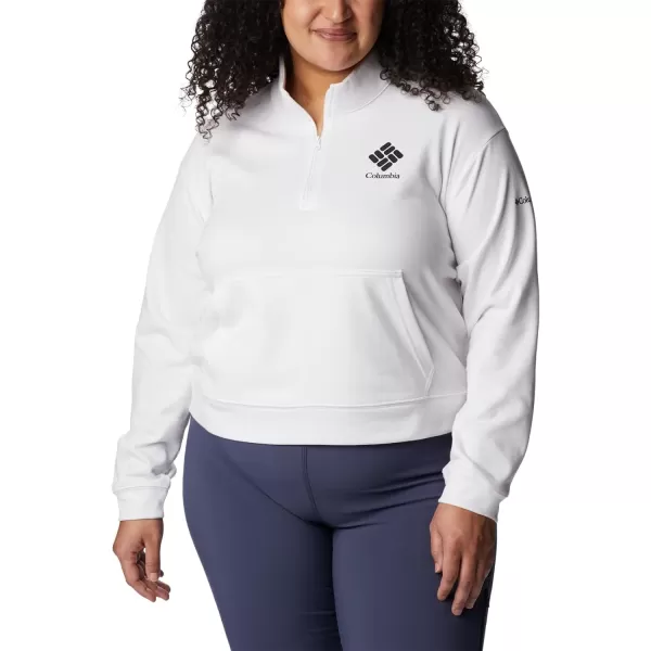 Columbia Womens Trek French Terry Half ZipWhiteBlack Stacked Logo