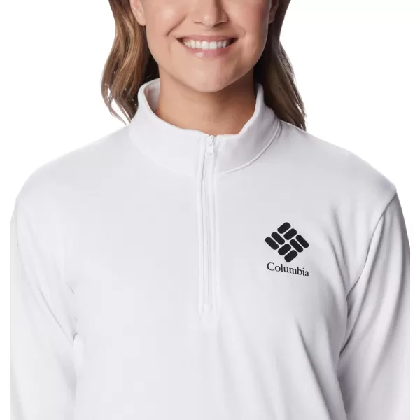 Columbia Womens Trek French Terry Half ZipWhiteBlack Stacked Logo