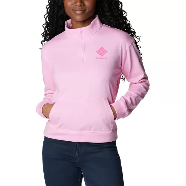 Columbia Womens Trek French Terry Half ZipWild RoseWld Grnm Csc Stacked Logo