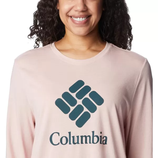 Columbia Womens Trek Relaxed Long Sleeve TeeDusty PinkStacked Gem