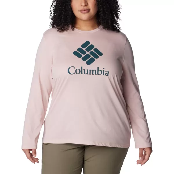 Columbia Womens Trek Relaxed Long Sleeve TeeDusty PinkStacked Gem