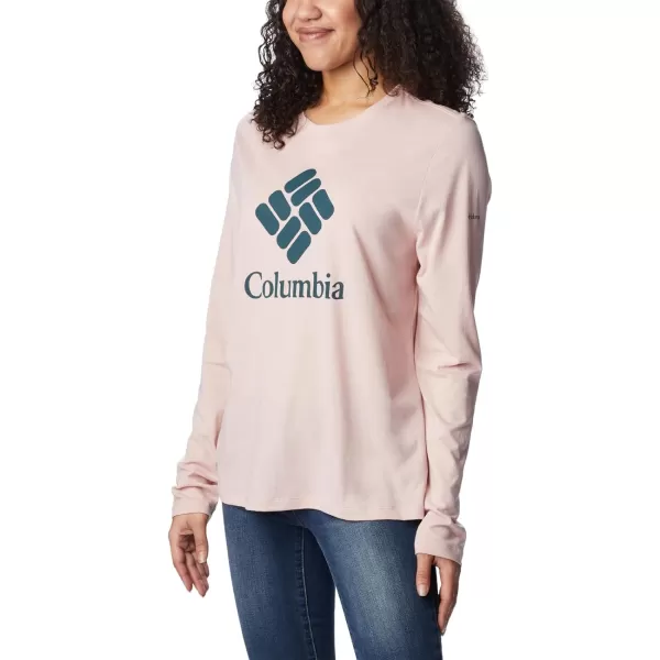 Columbia Womens Trek Relaxed Long Sleeve TeeDusty PinkStacked Gem