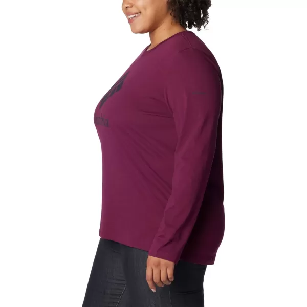 Columbia Womens Trek Relaxed Long Sleeve TeeMarionberryStacked Gem