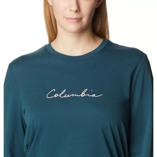 Columbia Womens Trek Relaxed Long Sleeve TeeNight WaveSimply Scripted