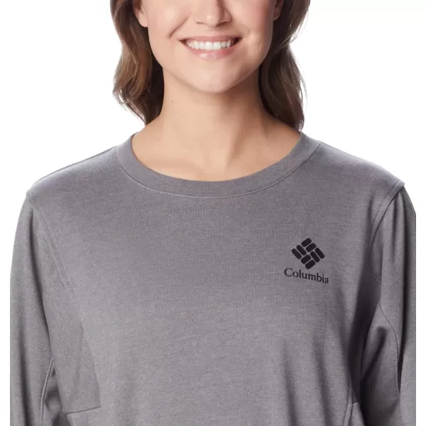 Columbia Womens Trek Seasonal Ft CrewCity Grey HeatherBlack Csc Stacked Logo