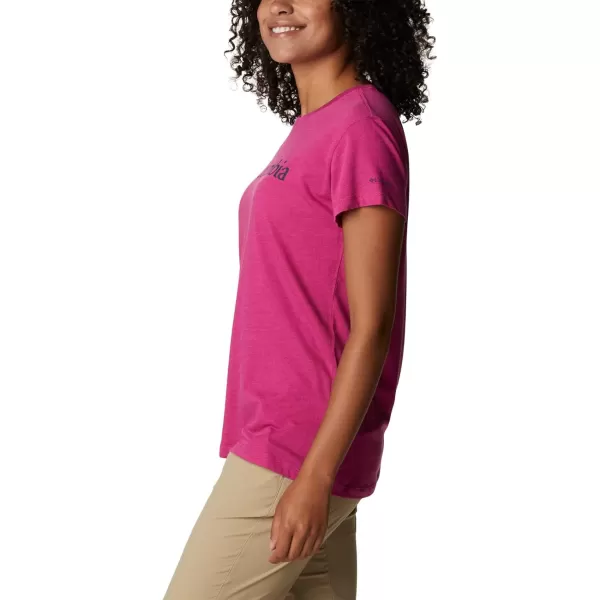 Columbia Womens Trek Short Sleeve Graphic TeeWild Fuchsia HeatherGem Columbia