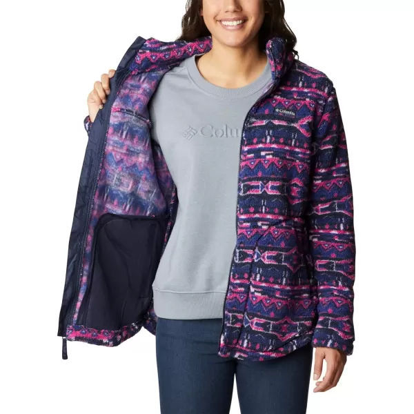 Columbia Womens West Bend Full ZipDark Sapphire 80s Stripe Print