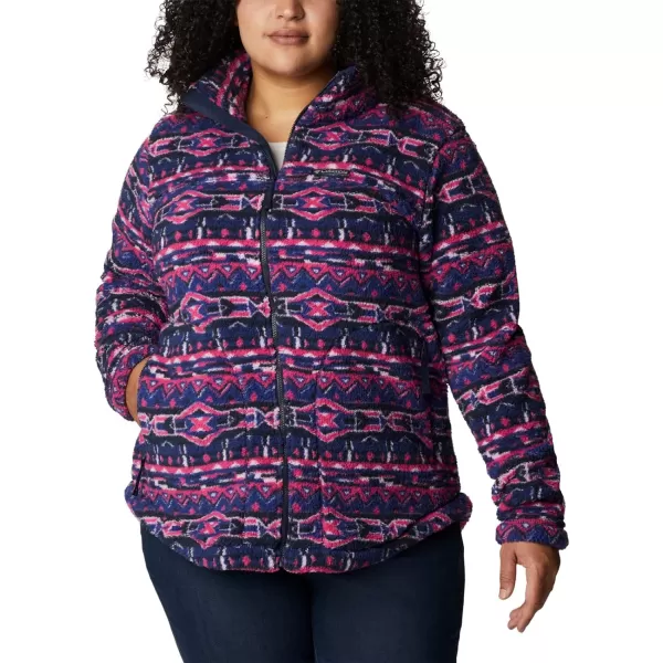 Columbia Womens West Bend Full ZipDark Sapphire 80s Stripe Print