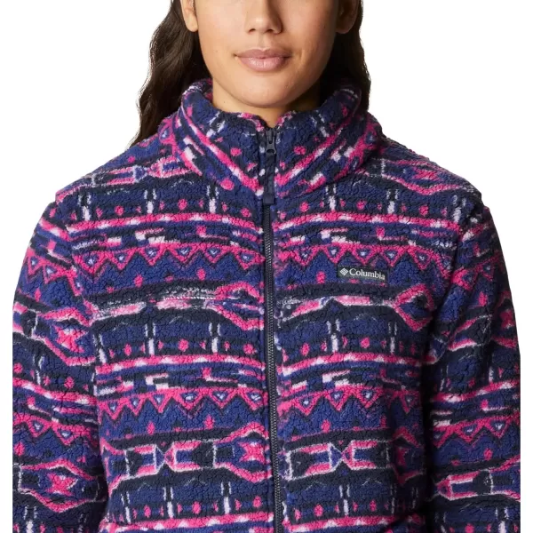 Columbia Womens West Bend Full ZipDark Sapphire 80s Stripe Print