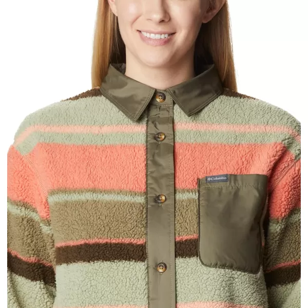 Columbia Womens West Bend Shirt JacketStone Green Serendipity Stripe