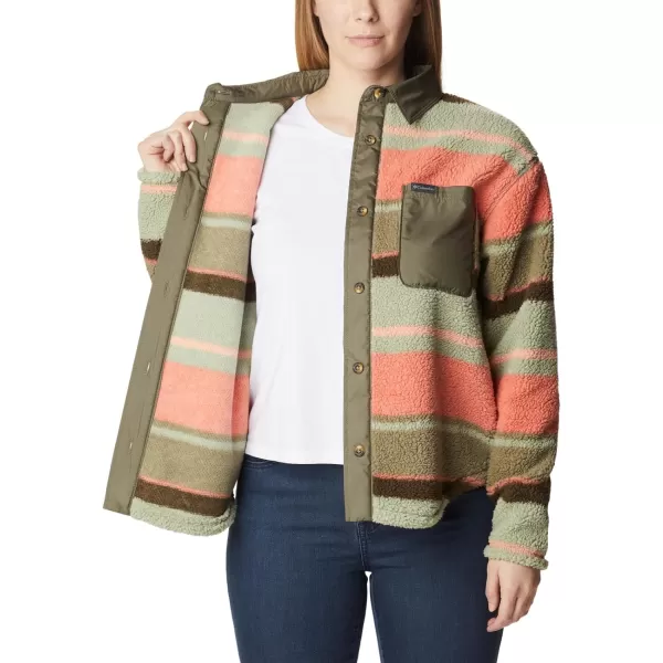 Columbia Womens West Bend Shirt JacketStone Green Serendipity Stripe