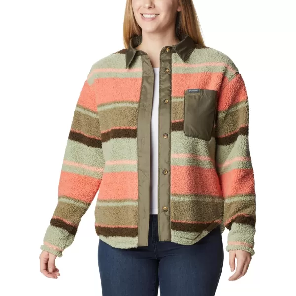 Columbia Womens West Bend Shirt JacketStone Green Serendipity Stripe