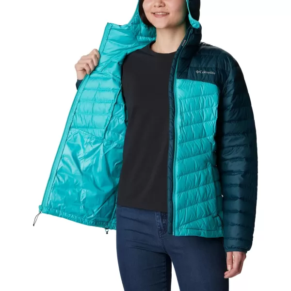 Columbia Womens Westridge Hooded Down JacketNight WaveBright Aqua