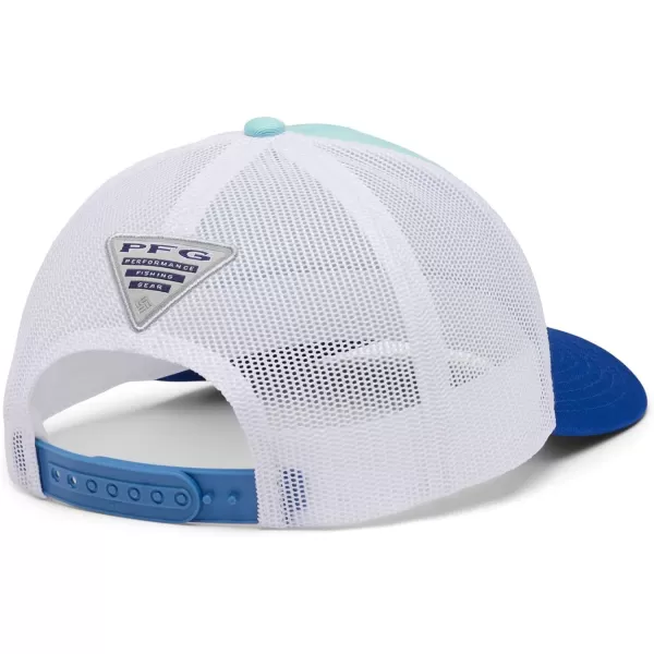 Columbia unisexadult Pfg Fish Flag Mesh Snap BackGulf StreamWhiteBlue Macaw