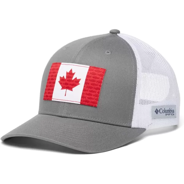 Columbia unisexadult Pfg Fish Flag Mesh Snap BackTitaniumCanada Flag