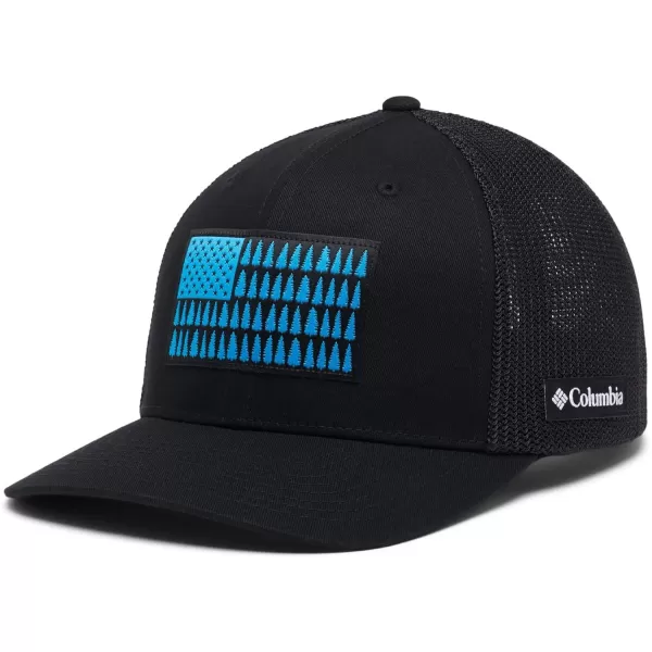 Columbia unisexadult Tree Flag Mesh Ball Cap  High CrownBlackCompass Blue