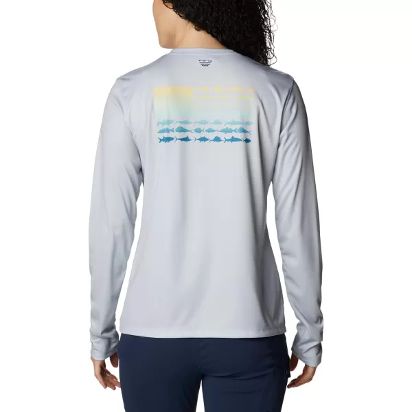 Womens Tidal Tee PFG Fish Flag LsCool GreyDeep Marine Gradient