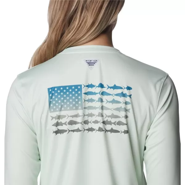 Womens Tidal Tee PFG Fish Flag LsLight LimeSafari Gradient