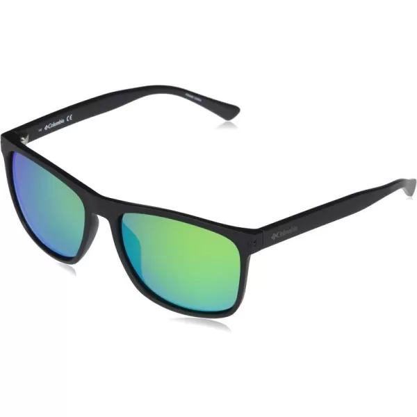 Columbia Boulder Ridge Rectangular SunglassesMatte BlackGreen Polarized