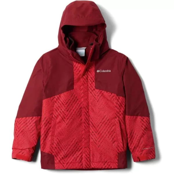 Columbia Boys Bugaboo II Fleece Interchange JacketMountain Red Chevron PrintRed Jasper