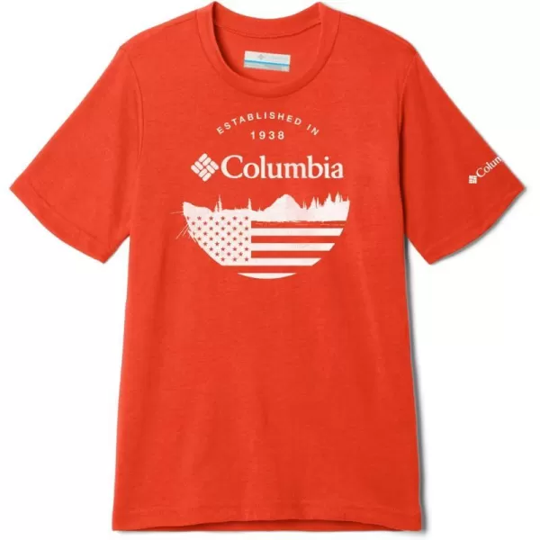 Columbia Boys La Poudre Pass Short Sleeve TeeSpicyFun With Flags Graphic