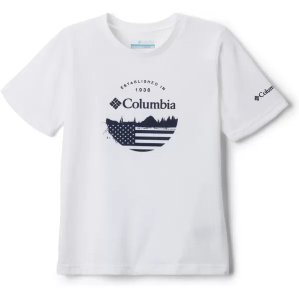 Columbia Boys La Poudre Pass Short Sleeve TeeWhiteFun With Flags Graphic