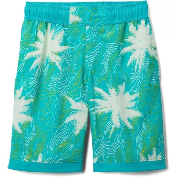 Columbia Boys Sandy Shores Boardshort MoistureWicking UV Sun ProtectionBright Aqua Topo PalmsBright Aqua