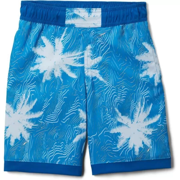 Columbia Boys Sandy Shores Boardshort MoistureWicking UV Sun ProtectionCompass Blue Topo PalmsBright Indigo