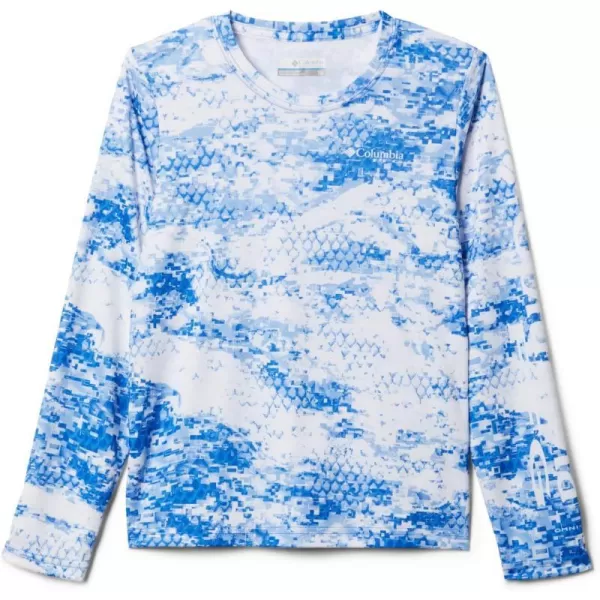 Columbia Boys Super Terminal Tackle Long SleeveBlue Macaw Pfg Camo Print