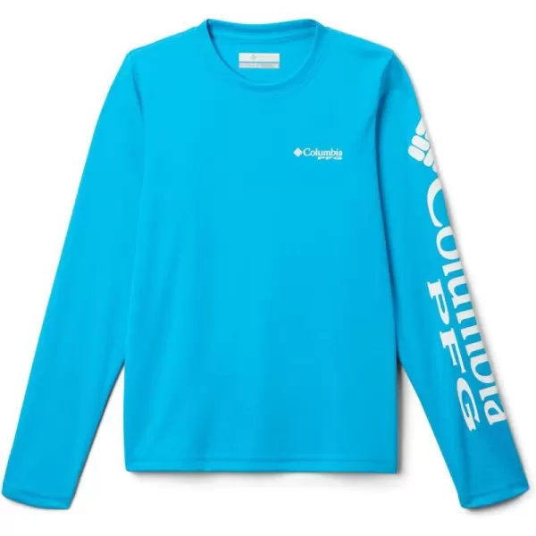 Columbia Boys Terminal Tackle Long Sleeve TeeOcean BlueWhite Logo