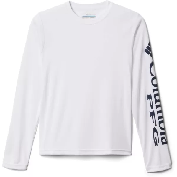 Columbia Boys Terminal Tackle Long Sleeve TeeWhiteCollegiate Navy Logo