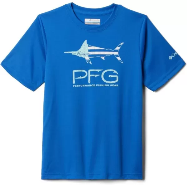 Columbia Boys Terminal Tackle PFG Marlin America Short SleeveVivid BlueMarlin America Graphic