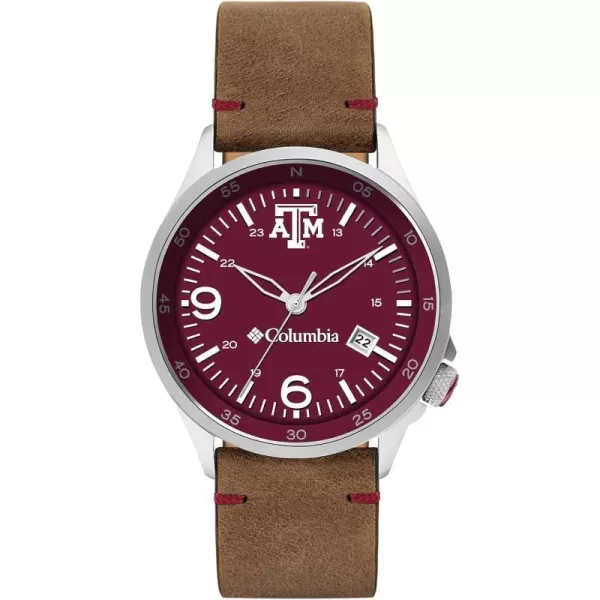 Columbia Canyon Ridge Texas AampM Aggies Mens Watch with Saddle Color Leather StrapColumbia Canyon Ridge Texas AampM Aggies Mens Watch with Saddle Color Leather Strap