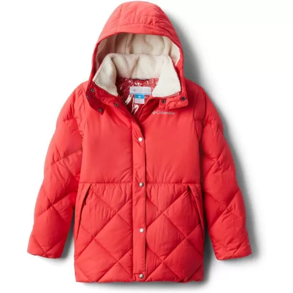 Columbia Girls Forest Park Down Hooded PufferRed Lily RipstopChalk